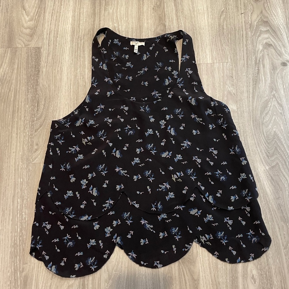Joie silk tank top scalloped hem